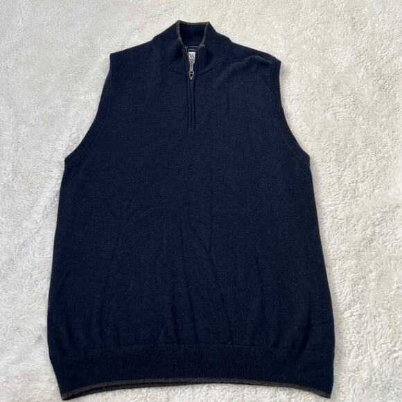 Nordstrom Other - John W Nordstrom Sweater Vest Mens L Cashmere 1/4 Zip Pullover Navy Preppy Golf